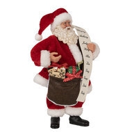 Clayre &amp; Eef | Kerstdecoratie Kerstman Rood Wit 17x10x27 cm | 65598