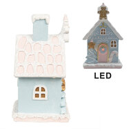 Clayre &amp; Eef | Decoratie Huis met LED Blauw Roze 9x8x15 cm | 6PR4200