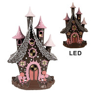 Clayre &amp; Eef | Decoratie Huis met LED Bruin Roze 16x13x26 cm / 3xAA | 6PR4240