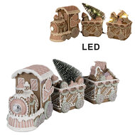 Clayre &amp; Eef | Decoratie Trein met LED Bruin Roze 30x7x12 cm | 6PR4315