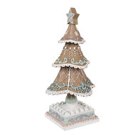 Clayre &amp; Eef | Kerstdecoratie Kerstboom Bruin Wit 12x12x25 cm | 6PR4320