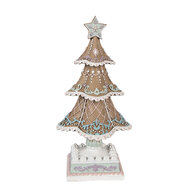 Clayre &amp; Eef | Kerstdecoratie Kerstboom Bruin Wit 12x12x25 cm | 6PR4320