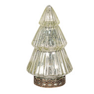 Clayre &amp; Eef | Kerstdecoratie Beeld Kerstboom met LED Goudkleurig &oslash; 8x14 cm | 6GL4559