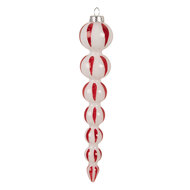 Clayre &amp; Eef | Kerstbal Wit Rood &oslash; 3x18 cm | 6GL4614