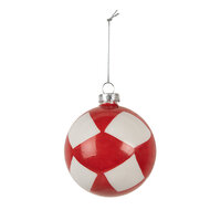 Clayre &amp; Eef | Kerstbal Rood Wit &oslash; 8x8 cm | 6GL4615