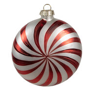 Clayre &amp; Eef | Kerstbal Rood Wit 8x3x8 cm | 6GL4632