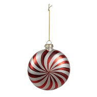 Clayre &amp; Eef | Kerstbal Rood Wit 8x3x8 cm | 6GL4632