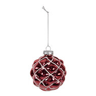 Clayre &amp; Eef | Kerstbal Rood Wit &oslash; 8x8 cm | 6GL4642