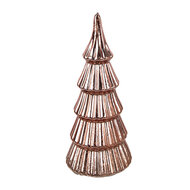 Clayre &amp; Eef | Kerstdecoratie Kerstboom met LED Koperkleurig &oslash; 9x21 cm | 6GL4645