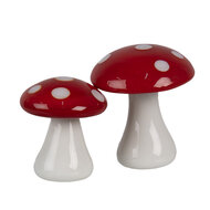 Clayre &amp; Eef | Decoratie Paddenstoel Rood Wit &oslash; 3x3 cm | 6GL4674