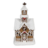 Clayre &amp; Eef | Decoratie huis met LED Bruin Wit 8x7x15 cm | 6PR4304