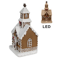 Clayre &amp; Eef | Decoratie huis met LED Bruin Wit 8x7x15 cm | 6PR4304