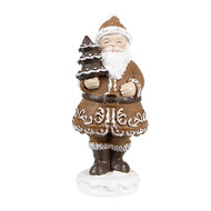 Clayre &amp; Eef | Kerstdecoratie Kerstman Bruin Wit 3x3x8 cm | 6PR4305