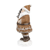 Clayre &amp; Eef | Kerstdecoratie Kerstman Bruin Wit 3x3x8 cm | 6PR4305