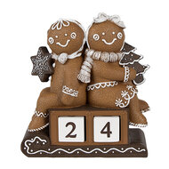 Clayre &amp; Eef | Decoratie peperkoekpoppen met kalender Bruin Wit 11x4x13 cm | 6PR4311