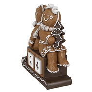 Clayre &amp; Eef | Decoratie peperkoekpoppen met kalender Bruin Wit 11x4x13 cm | 6PR4311