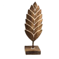 Blad carving S op voet 38x15x9cm naturel hout| WA7895 | Woodart | Stoer &amp; Sober Woonstijl