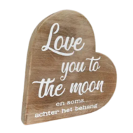 Teksthart XL 25x25cm love you to the moon naturel hout| WA2666 | Woodart | Stoer &amp; Sober Woonstijl