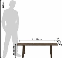 Clayre &amp; Eef | Bankje 108x27x36 cm Bruin Hout | 5H0556