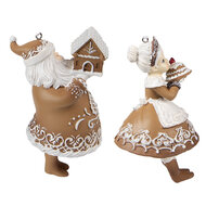 Clayre &amp; Eef | Hanger kerstman en kerstvrouw (set van 2) Bruin, Beige 9x7x13 cm / 8x6x13 cm | 6PR3902GG