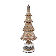 Clayre &amp; Eef | Kerstdecoratie Beeld Kerstboom Bruin, Wit &oslash; 16x42 cm | 6PR4977GG