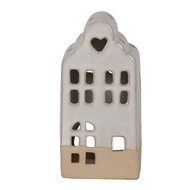 Clayre &amp; Eef | Theelichthouder Kerst Huisje Beige 7x6x14 cm | 6CE1789