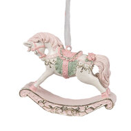 Clayre &amp; Eef | Decoratie Hanger Hobbelpaard Roze 8x2x7 cm | 6PR4224