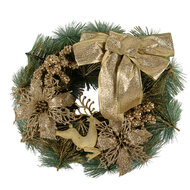 Clayre &amp; Eef | Kerstdecoratie Krans Goudkleurig Groen &oslash; 30x7 cm | 65770