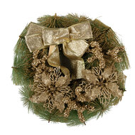 Clayre &amp; Eef | Kerstdecoratie Krans Goudkleurig Groen &oslash; 30x7 cm | 65771