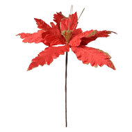 Clayre &amp; Eef | Kerstdecoratie Bloem Rood Goudkleurig &oslash; 34x48 cm | 65834