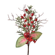 Clayre &amp; Eef | Kerstdecoratie Tak Rood Groen 16x6x37 cm | 65846