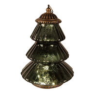 Clayre &amp; Eef | Kerstdecoratie Beeld Kerstboom met LED Groen &oslash; 16x22 cm | 6GL4574GR