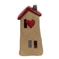 Clayre &amp; Eef | Decoratie Huisje Bruin Rood 10x7x19 cm | 6CE1775