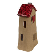 Clayre &amp; Eef | Decoratie Huisje Bruin Rood 10x7x19 cm | 6CE1775