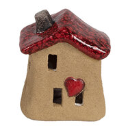 Clayre & Eef | Decoratie Huisje Bruin Rood 7x6x8 cm | 6CE1778