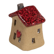 Clayre & Eef | Decoratie Huisje Bruin Rood 7x6x8 cm | 6CE1778