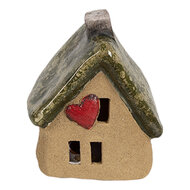 Clayre &amp; Eef | Decoratie Huisje Bruin Groen 7x6x9 cm | 6CE1780