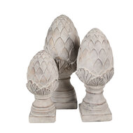 Clayre &amp; Eef | Decoratie Beeld Dennenappel Grijs &oslash; 14x33 cm | 6TE0545M