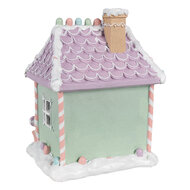 Clayre &amp; Eef | Decoratie Huis Groen Roze Paars 17x14x21 cm | 6PR4267