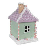 Clayre &amp; Eef | Decoratie Huis Groen Roze Paars 17x14x21 cm | 6PR4267