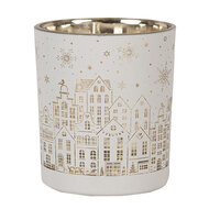 Clayre &amp; Eef | Waxinelichthouder set van 3 Wit &oslash; 7x8 / &oslash; 9x10 / &oslash; 10x12 cm | 6GL4657