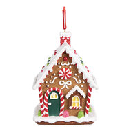 Clayre &amp; Eef | Decoratie hanger Huisje Bruin Wit 7x5x9 cm | 6PR4255