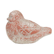 Clayre &amp; Eef | Decoratie beeld Vogel Grijs Rood 14x9x10 cm | 6TE0550