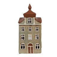 Clayre &amp; Eef | Theelichthouder Kerst Huisje Groen Bruin 12x9x25 cm | 6CE1881