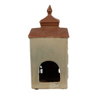 Clayre &amp; Eef | Theelichthouder Kerst Huisje Groen Bruin 12x9x25 cm | 6CE1881