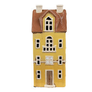 Clayre &amp; Eef | Theelichthouder Kerst Huisje Geel Bruin 11x9x25 cm | 6CE1913