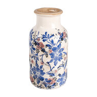 Clayre & Eef | Vaas Beige Blauw ø 14x26 cm | 6CE1928M
