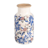 Clayre & Eef | Vaas Beige Blauw ø 14x26 cm | 6CE1928M