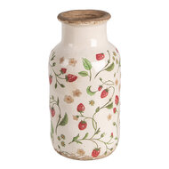 Clayre & Eef | Vaas Beige Rood ø 14x26 cm | 6CE1933M