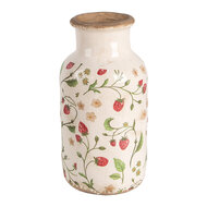 Clayre & Eef | Vaas Beige Rood ø 14x26 cm | 6CE1933M